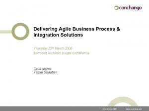 Delivering Agile Business Process Integration Solutions Thursday 23