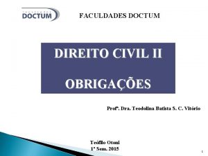FACULDADES DOCTUM DIREITO CIVIL II OBRIGAES Prof Dra