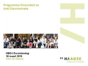 Programma Diversiteit en Anti Discriminatie HBOI Docentendag 30