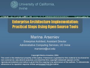 University of California Irvine Enterprise Architecture Implementation Practical