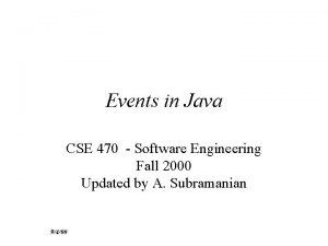 Events in Java CSE 470 Software Engineering Fall