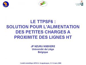 LE TTPSF 6 SOLUTION POUR LALIMENTATION DES PETITES
