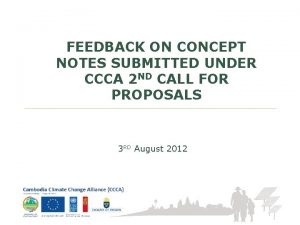 FEEDBACK ON CONCEPT NOTES SUBMITTED UNDER CCCA 2