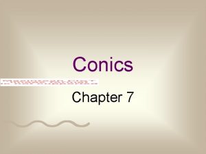 Conics Chapter 7 Parabolas Definition a parabola is