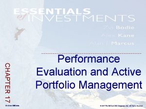CHAPTER 17 Mc GrawHillIrwin Performance Evaluation and Active