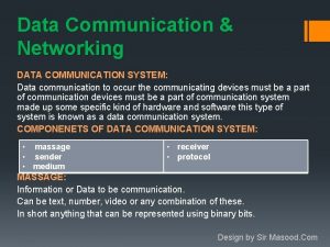 Data Communication Networking DATA COMMUNICATION SYSTEM Data communication