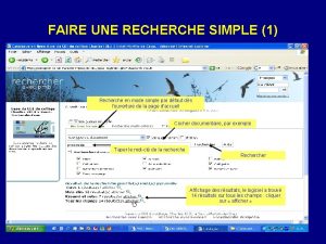 FAIRE UNE RECHERCHE SIMPLE 1 Recherche en mode