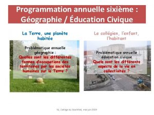 Programmation annuelle sixime Gographie ducation Civique La Terre