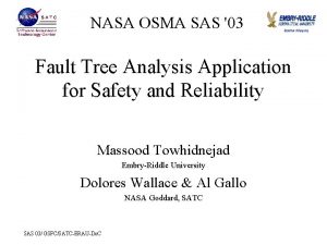 NASA OSMA SAS 03 Fault Tree Analysis Application