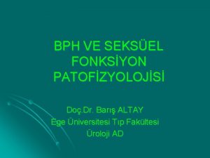 BPH VE SEKSEL FONKSYON PATOFZYOLOJS Do Dr Bar