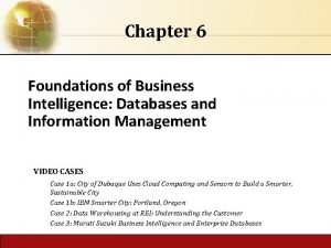 Chapter 6 Foundations of Business Intelligence Databases and