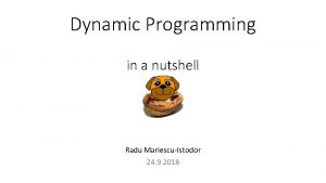 Dynamic Programming in a nutshell Radu MariescuIstodor 24