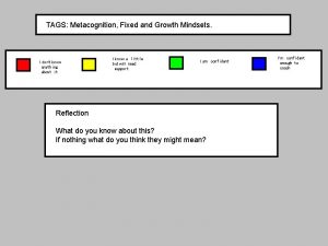 TAGS Metacognition Fixed and Growth Mindsets I dont