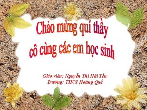 Gio vin Nguyn Th Hi Yn Trng THCS