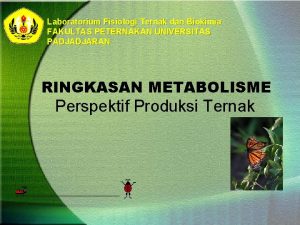 Laboratorium Fisiologi Ternak dan Biokimia FAKULTAS PETERNAKAN UNIVERSITAS