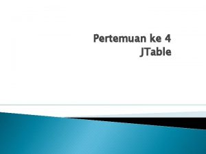 Pertemuan ke 4 JTable The ModelViewController Architecture Swing