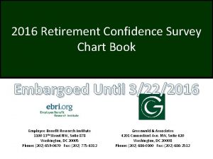 2016 Retirement Confidence Survey Chart Book Embargoed Until