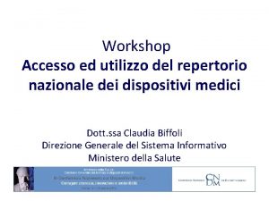 Workshop Accesso ed utilizzo del repertorio nazionale dei