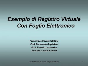 Esempio di Registro Virtuale Con Foglio Elettronico Prof