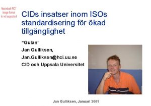 CIDs insatser inom ISOs standardisering fr kad tillgnglighet