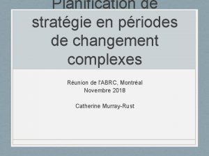 Planification de stratgie en priodes de changement complexes