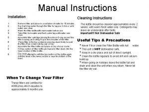 Manual Instructions Installation 1 2 3 4 5