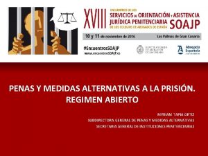 PENAS Y MEDIDAS ALTERNATIVAS A LA PRISIN REGIMEN