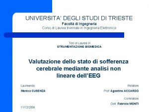 UNIVERSITA DEGLI STUDI DI TRIESTE Facolt di Ingegneria