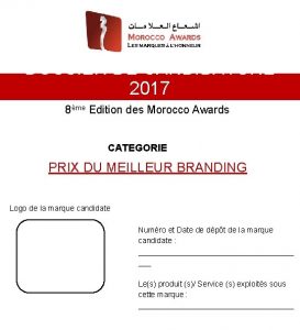 DOSSIER DE CANDIDATURE 2017 8me Edition des Morocco