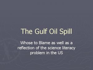 The Gulf Oil Spill Whose to Blame as