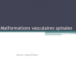 Malformations vasculaires spinales Alice Goia interne CHU Rouen