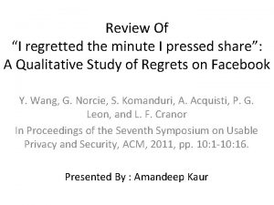 Review Of I regretted the minute I pressed