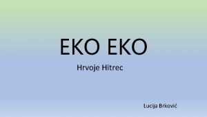 EKO Hrvoje Hitrec Lucija Brkovi 1 ZADATAK Dobra