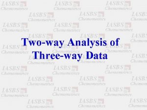 Twoway Analysis of Threeway Data Twoway Analysis of