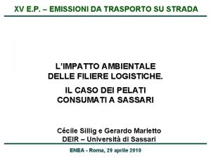 XV E P EMISSIONI DA TRASPORTO SU STRADA