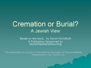 Cremation or Burial A Jewish View Based on