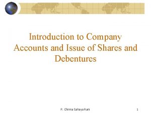 Introduction to Company Accounts and Issue of Shares