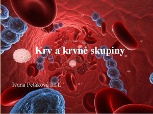Krv a krvn skupiny Ivana Petkov III L