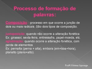 Processo de formao de palavras Composio processo em