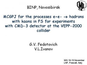 BINP Novosibirsk MCGPJ for the processes ee hadrons