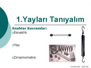 1 Yaylar Tanyalm Anahtar Kavramlar Esneklik Yay Dinamometre