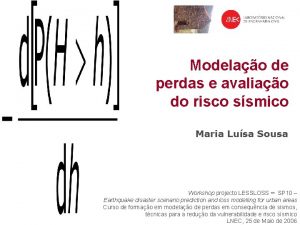 Modelao de perdas e avaliao do risco ssmico