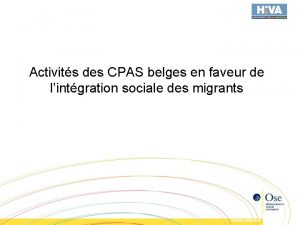 Activits des CPAS belges en faveur de lintgration