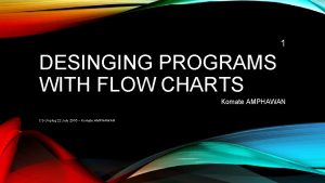 1 DESINGING PROGRAMS WITH FLOW CHARTS Komate AMPHAWAN