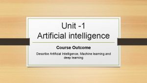 Unit 1 Artificial intelligence Course Outcome Describe Artificial