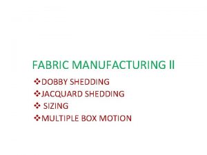 FABRIC MANUFACTURING ll v DOBBY SHEDDING v JACQUARD