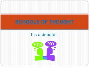 SCHOOLS OF THOUGHT Its a debate Psychoanalytic Psychoanalysis