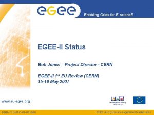 Enabling Grids for Escienc E EGEEII Status Bob