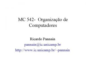 MC 542 Organizao de Computadores Ricardo Pannain pannainic