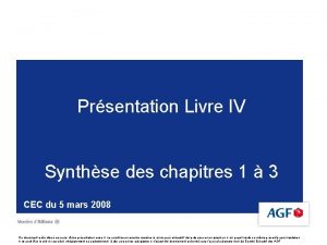 Prsentation Livre IV Synthse des chapitres 1 3